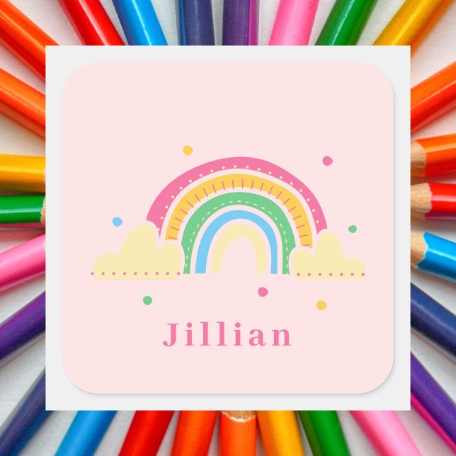 Colourful Rainbow Girl's Name School Label (Creator Uploaded)