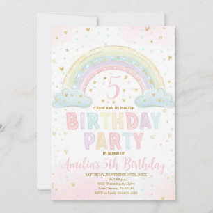 Colourful Rainbow Girl's Party Invite, Rainbow Invitation