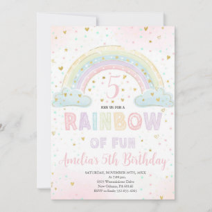 Colourful Rainbow Girl's Party, Rainbow of Fun Invitation