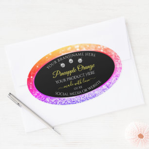 Colourful Rainbow Glitter and Black Product Labels