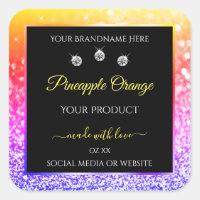 Colourful Rainbow Glitter and Black Product Labels