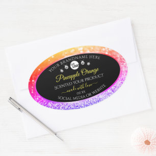 Colourful Rainbow Glitter Black Product Labels Log