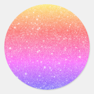 Colourful Rainbow Glitter Classic Round Sticker