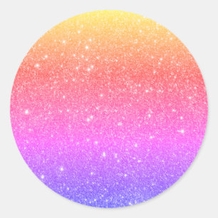 Colourful Rainbow Glitter  Classic Round Sticker