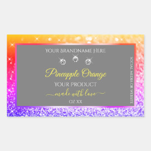 Colourful Rainbow Glitter Frame Grey Product Label