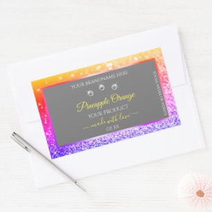 Colourful Rainbow Glitter Frame Grey Product Label