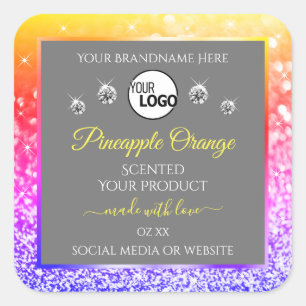 Colourful Rainbow Glitter Grey Product Labels Logo