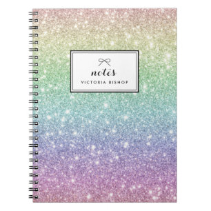 Colourful Rainbow Glitter Pattern Personalised Notebook