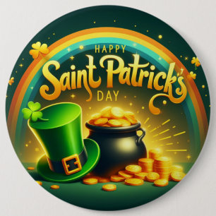 Colourful rainbow gold Saint Patrick's Day 6 Cm Round Badge