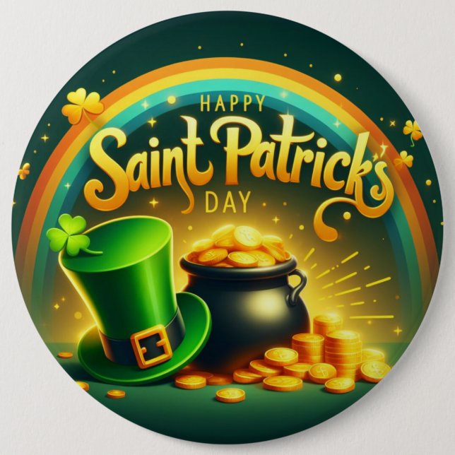 Colourful rainbow gold Saint Patrick's Day 6 Cm Round Badge (Front)