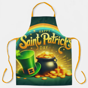 Colourful rainbow gold Saint Patrick's Day Apron