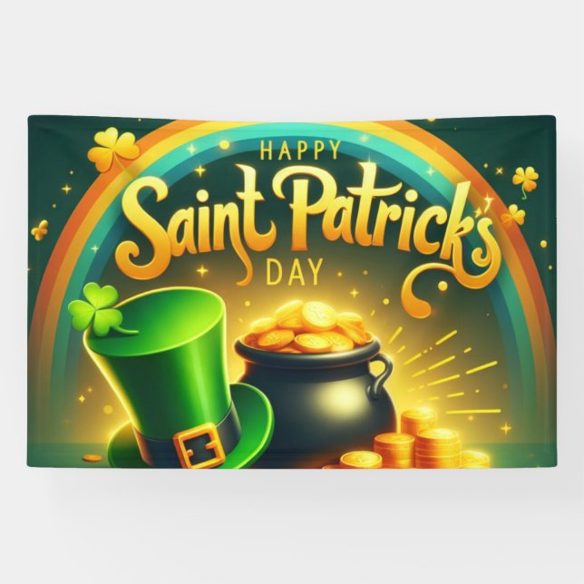 Colourful rainbow gold Saint Patrick's Day Banner (Horizontal)