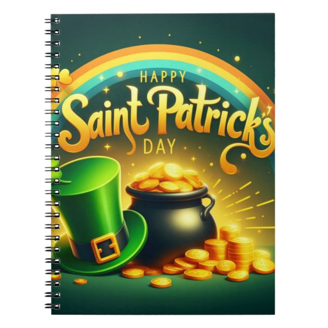Colourful rainbow gold Saint Patrick's Day Notebook (Front)