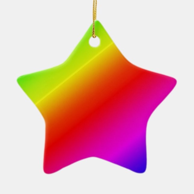 Colourful Rainbow Gradient Diagonal Blend Ceramic Ornament (Front)