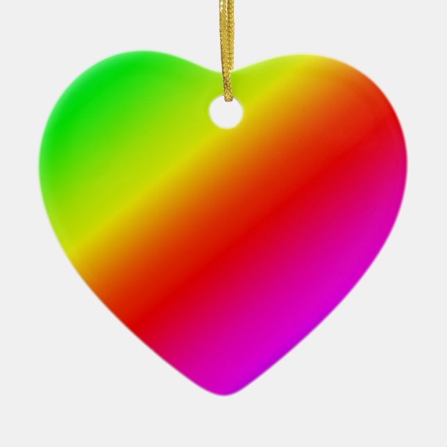 Colourful Rainbow Gradient Diagonal Blend Ceramic Ornament (Front)