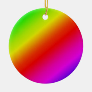 Colourful Rainbow Gradient Diagonal Blend Ceramic Tree Decoration