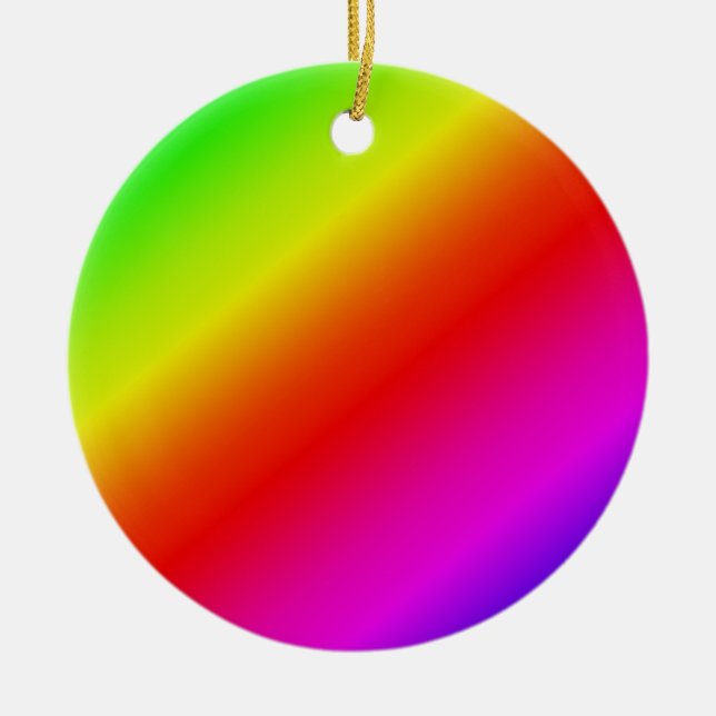 Colourful Rainbow Gradient Diagonal Blend Ceramic Tree Decoration (Front)