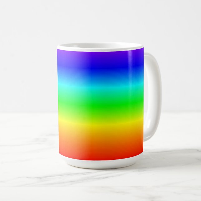 Colourful Rainbow Gradient Striped Pattern Coffee Mug (Front Right)