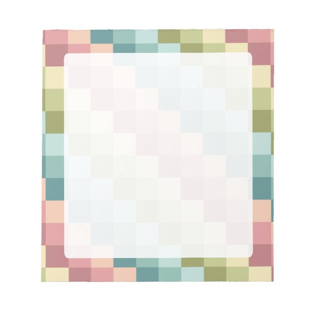 Colourful rainbow grid block pattern notepad (Front)