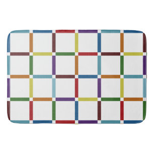 Colourful Rainbow Grid with Negative Space Bath Mat