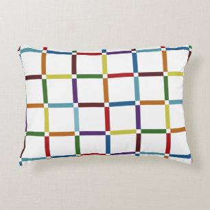 Colourful Rainbow Grid with Negative Space Decorative Cushion