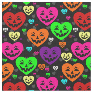 colourful rainbow halloween hearts gothic valentin fabric