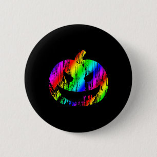 Colourful Rainbow Halloween Jack O Lantern Pumpkin 6 Cm Round Badge