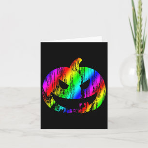 Colourful Rainbow Halloween Jack O Lantern Pumpkin Card