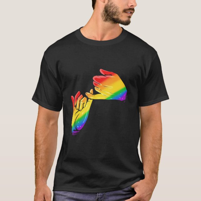 Colourful Rainbow Hands Pinky Swear Promise Lgbtq  T-Shirt (Front)