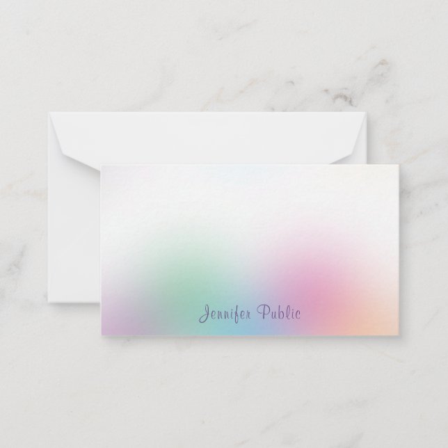 Colourful Rainbow Handwritten Monogram Elegant Card (Front)