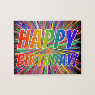 Colourful Rainbow "HAPPY BIRTHDAY!" Line Burst Jigsaw Puzzle