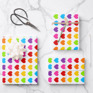 Colourful Rainbow Heart pattern  Wrapping Paper Sheet