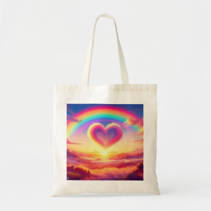 Colourful Rainbow & Heart Tote Bag