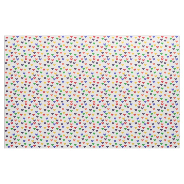 Colourful Rainbow Hearts Choose Background Colour Fabric (Fat Quarter)