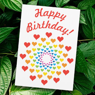 Colourful rainbow hearts invitation