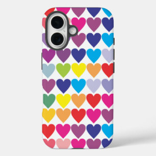 Colourful Rainbow Hearts Pattern iPhone 16 Case
