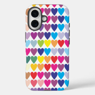Colourful Rainbow Hearts Pattern iPhone 16 Case