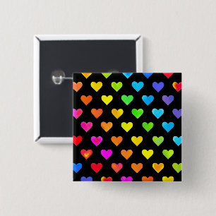 Colourful Rainbow Hearts Stripe Pattern 15 Cm Square Badge