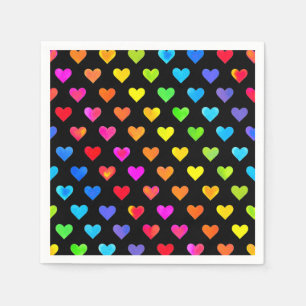 Colourful Rainbow Hearts Stripe Pattern Napkin