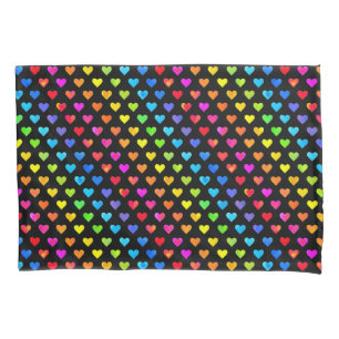 Colourful Rainbow Hearts Stripe Pattern Pillowcase