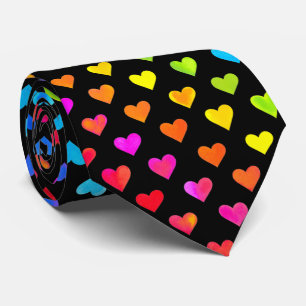 Colourful Rainbow Hearts Stripe Pattern Tie