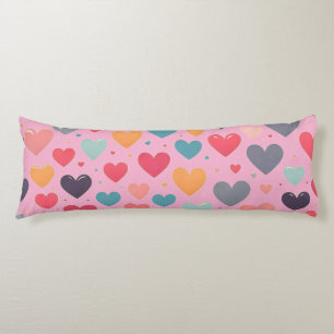Colourful rainbow hearts Valentines Body Cushion