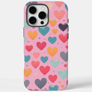 Colourful rainbow hearts Valentines iPhone 16 Pro Max Case