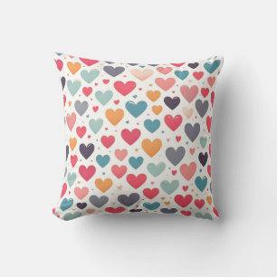 Colourful rainbow hearts Valentines Cushion