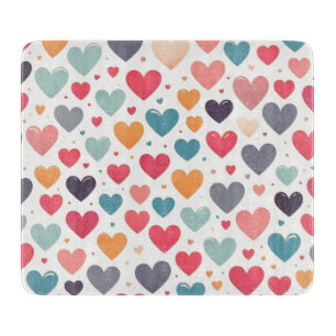 Colourful rainbow hearts Valentines Cutting Board