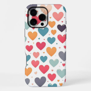 Colourful rainbow hearts Valentines iPhone 16 Pro Max Case