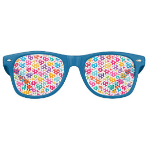 Colourful rainbow hearts Valentines Retro Sunglasses