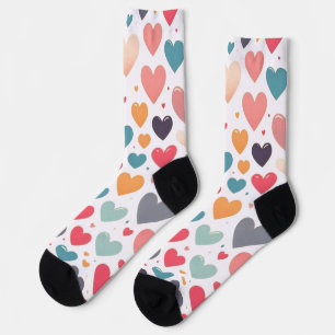 Colourful rainbow hearts Valentines Socks