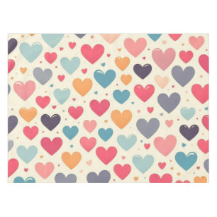 Colourful rainbow hearts Valentines Tablecloth