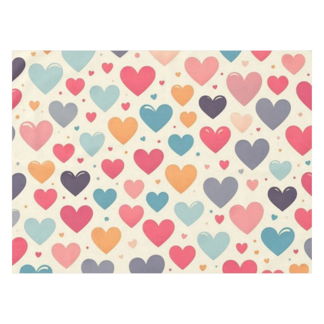 Colourful rainbow hearts Valentines Tablecloth (Front (Horizontal))